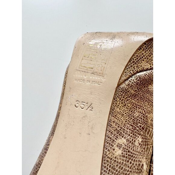 MIU MIU Beige Gold Brown Snakeskin Leather Round Toe Platform Pumps, Size 35.5 - Picture 15 of 16